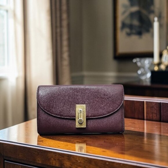 Marc Jacobs Handbags - Marc Jacobs West End Gilded Turnlock Flap Leather Long Maroon Wallet Rare